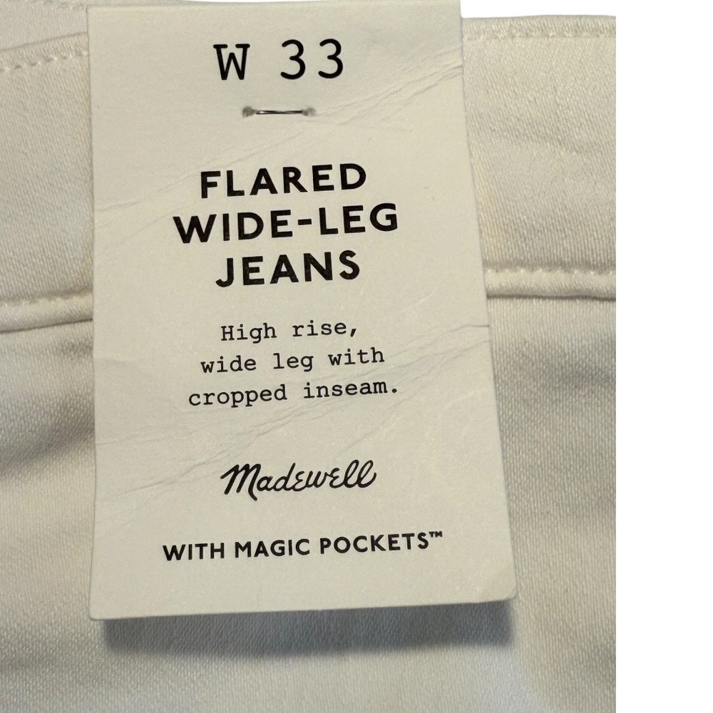 Madewell Women's‎ Size 16 White Flared Wide Leg Jeans High Rise Cropped Raw Hem - Picture 5 of 8